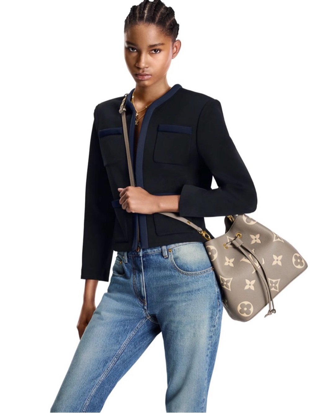 Louis Vuitton NeoNoe MM Two-Tone Shoulder Bag | Beige & Cream